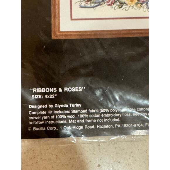 Bucilla Stitchery Crewel Embroidery Ribbons & Roses #40311 4x22" Glynda Turley - Picture 2 of 6